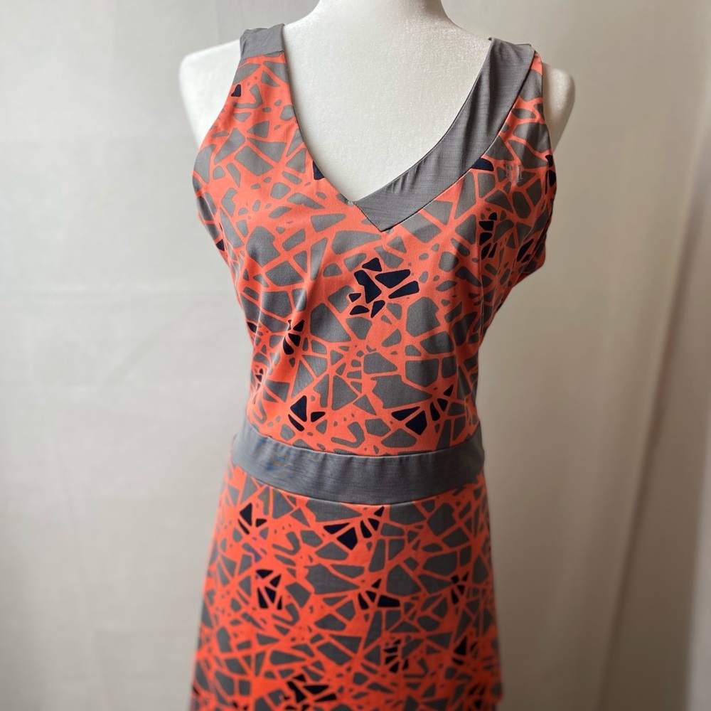 EleVen by Venus Williams Gray and Coral Patterned Athletic Dress